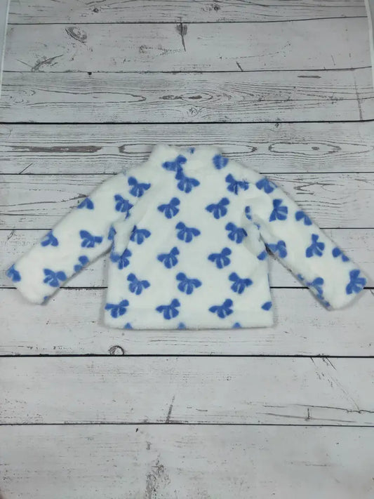 Blue Bow  Printed Girls Jacket