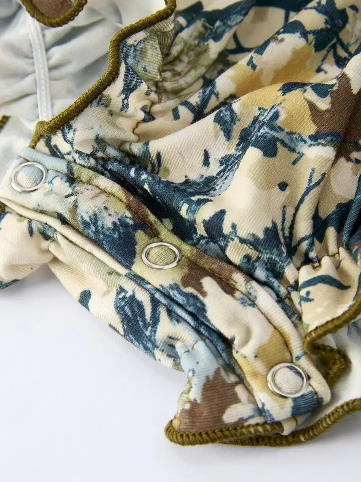 Duck Smocking Embroidery Camo Romper