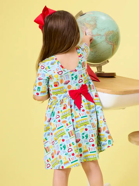 Classroom Crew Short Sleeve Knit Twirl Dress