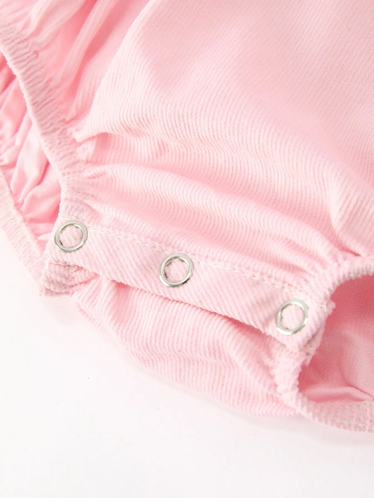 Pink Smocked Girl Bubble Romper Peter Pan Collar Floral Detail