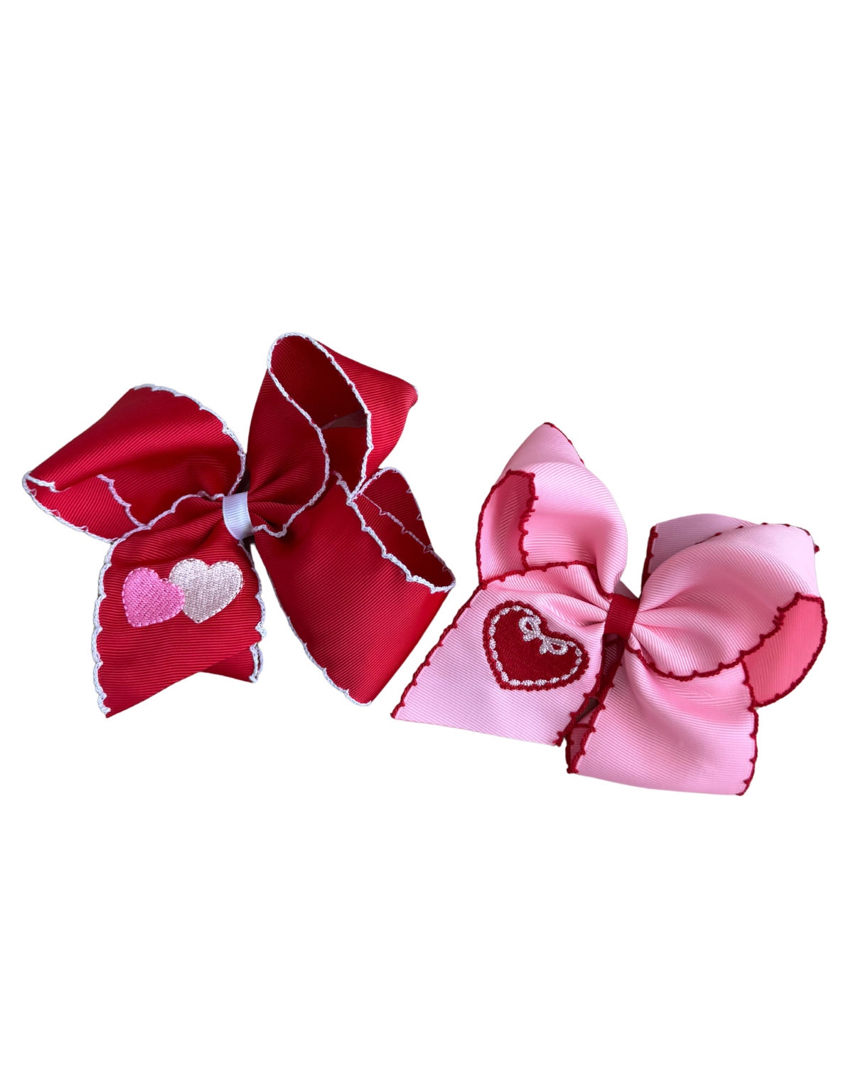 Scalloped Heart Hair Bows