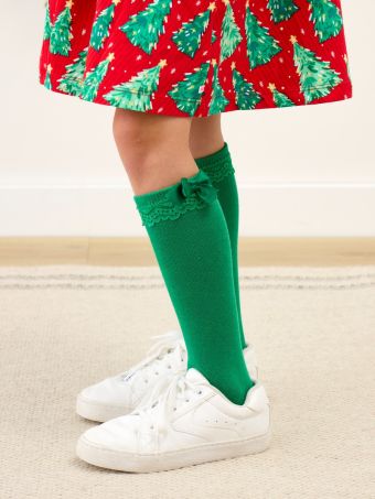 3-Pack Lace Ruffle Bow Knee High Socks