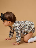 Load image into Gallery viewer, Long Sleeve Flutter Bubble Romper- Classic Leopard
