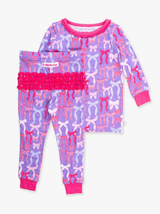 Rosy Ribbons Ruffle Long Sleeve Pajama Set