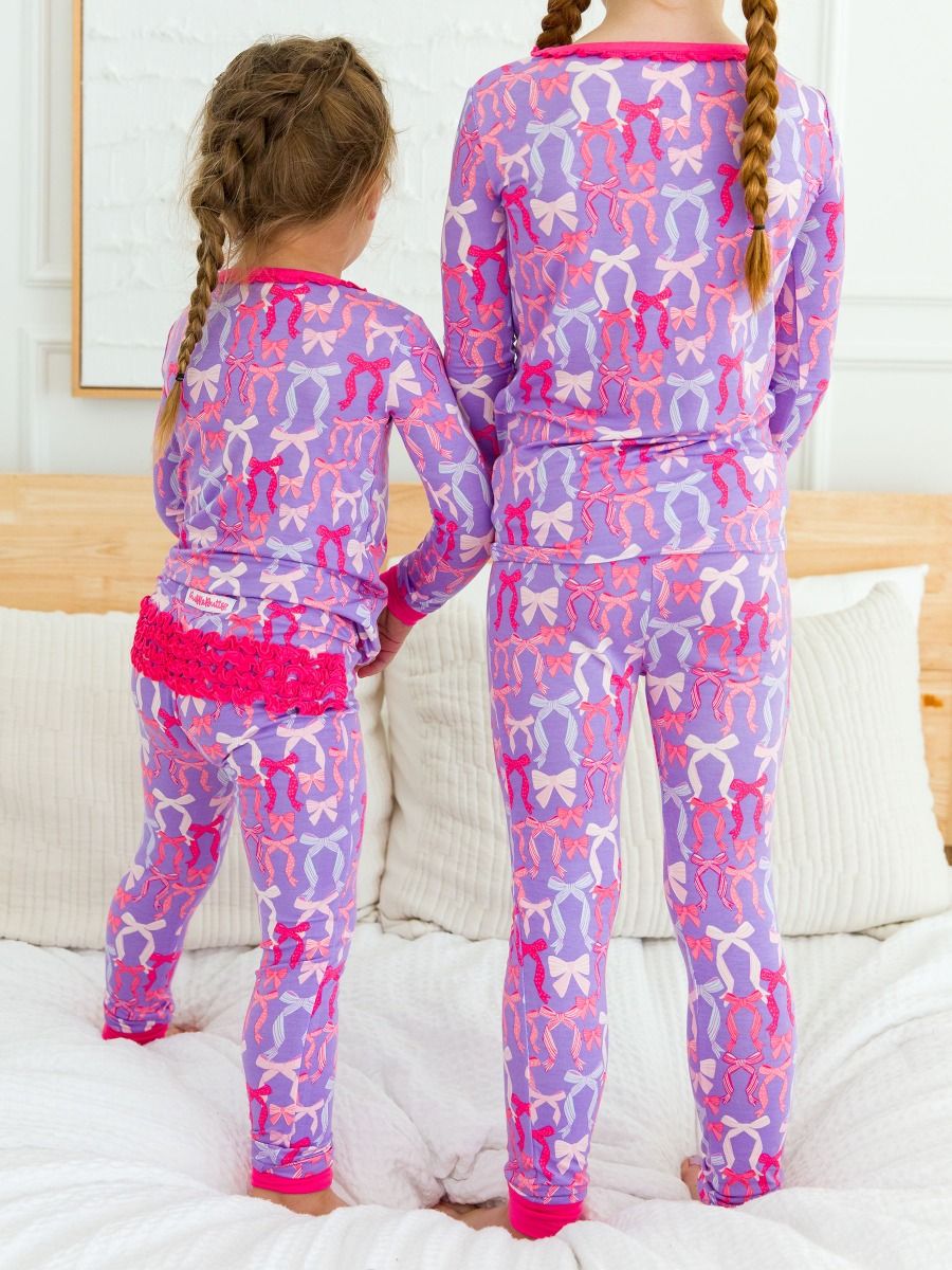 Rosy Ribbons Ruffle Long Sleeve Pajama Set