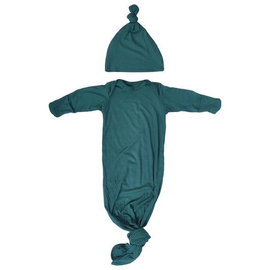 Ribbed Knotted Baby Gown & Hat