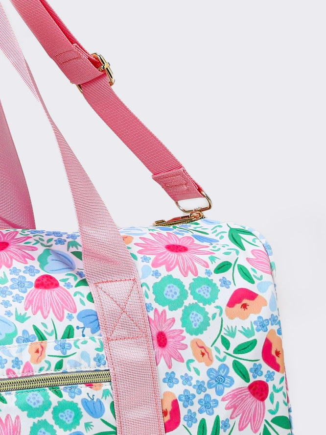 Floral Print Canvas Duffle Bag