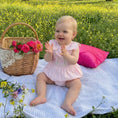 Load image into Gallery viewer, Pink Petal Collared Smocked Bubble Romper
