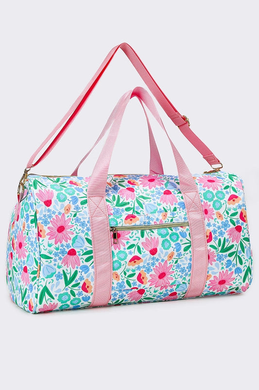 Floral Print Canvas Duffle Bag