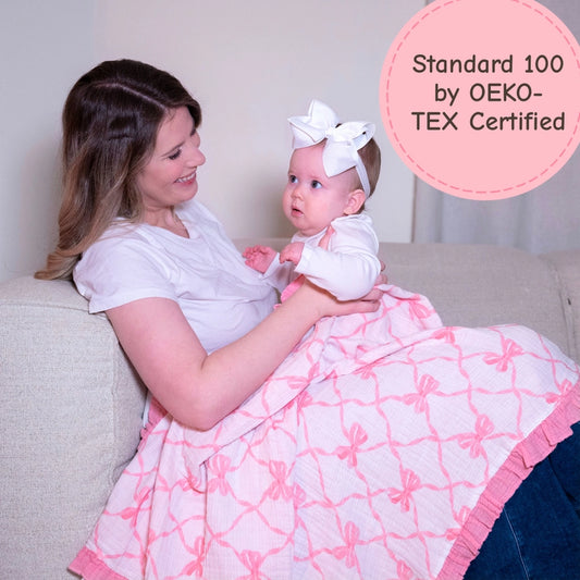 Beautiful Bows Ruffle Baby Muslin Quilt