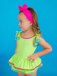 Load image into Gallery viewer, Neon Honeydew Crochet One Piece Swimsuit
