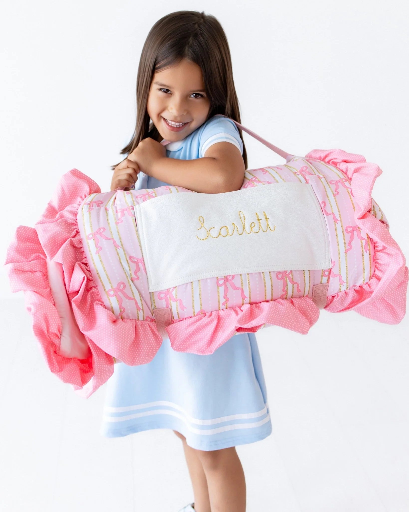 Pink Bows Ruffle Nap Mat