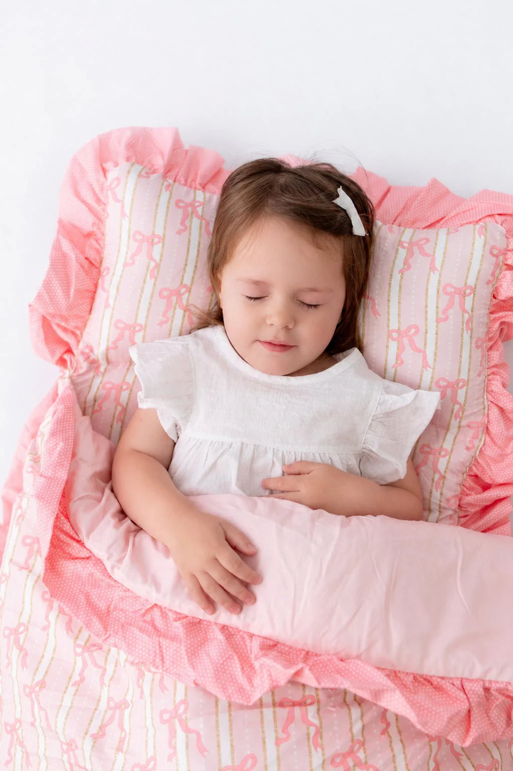 Pink Bows Ruffle Nap Mat