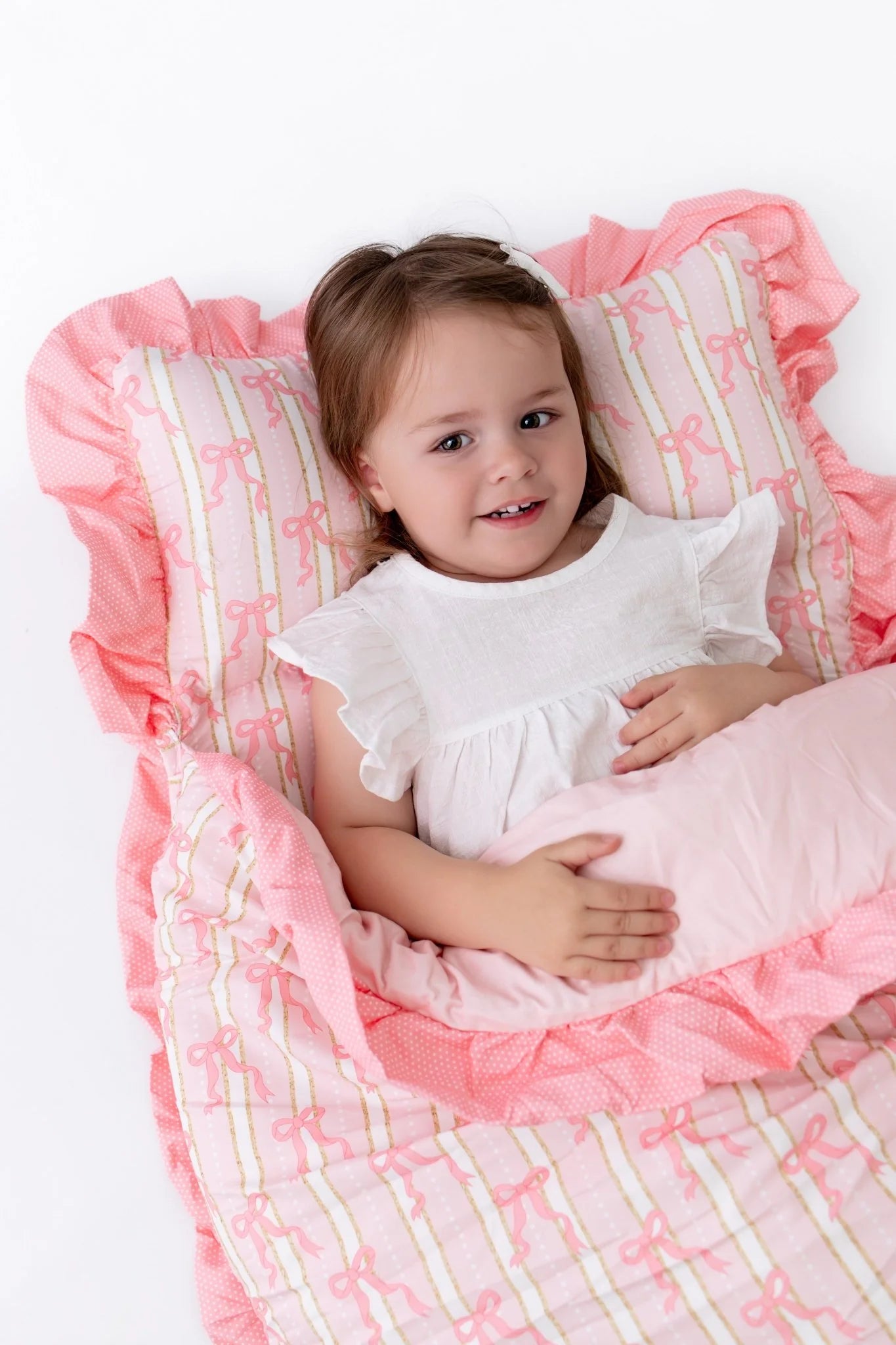 Pink Bows Ruffle Nap Mat