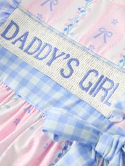 Daddy's Girl Smocked Plaid Bow Dress