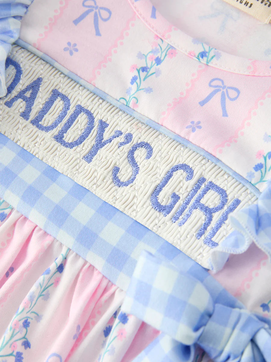 Daddy's Girl Smocked Plaid Bow Romper