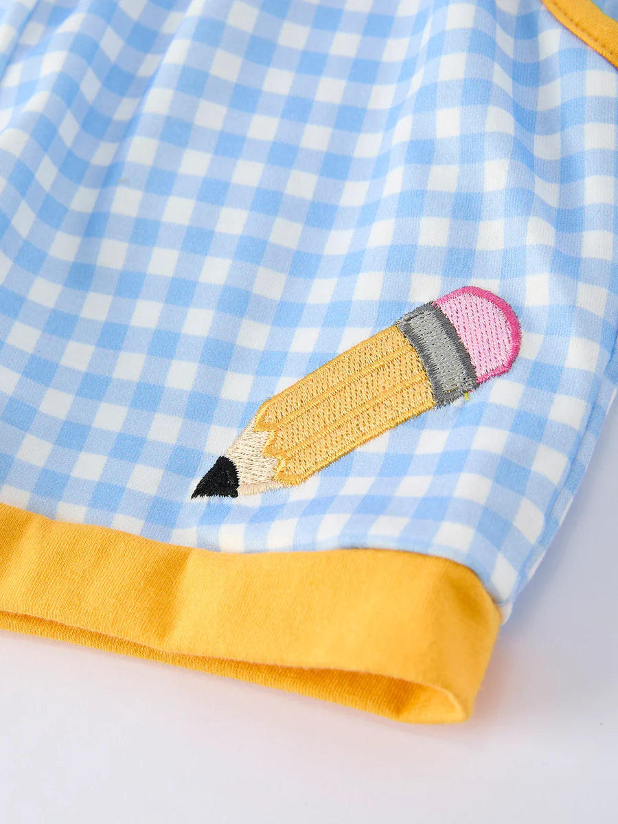 Back  To School Pencil Applique Shorts Set