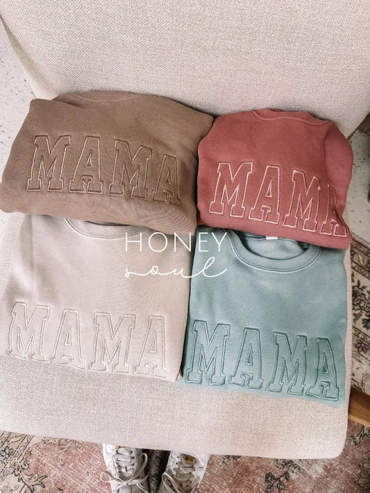 Neutral Embroidered Mama Sweatshirt