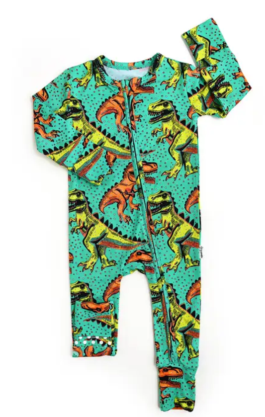 Drew Dino Two Way Zip Bamboo Onesie