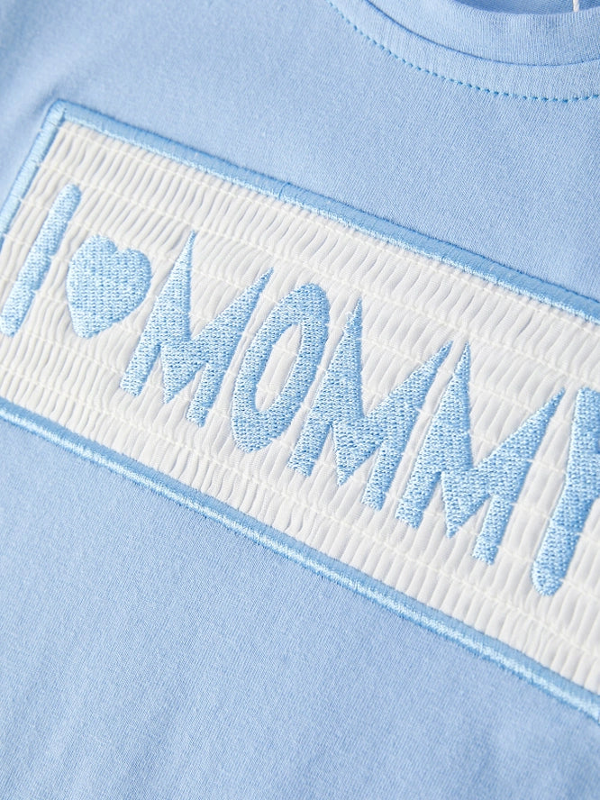 I <3 Mommy Smocked Boys Striped Shorts Set