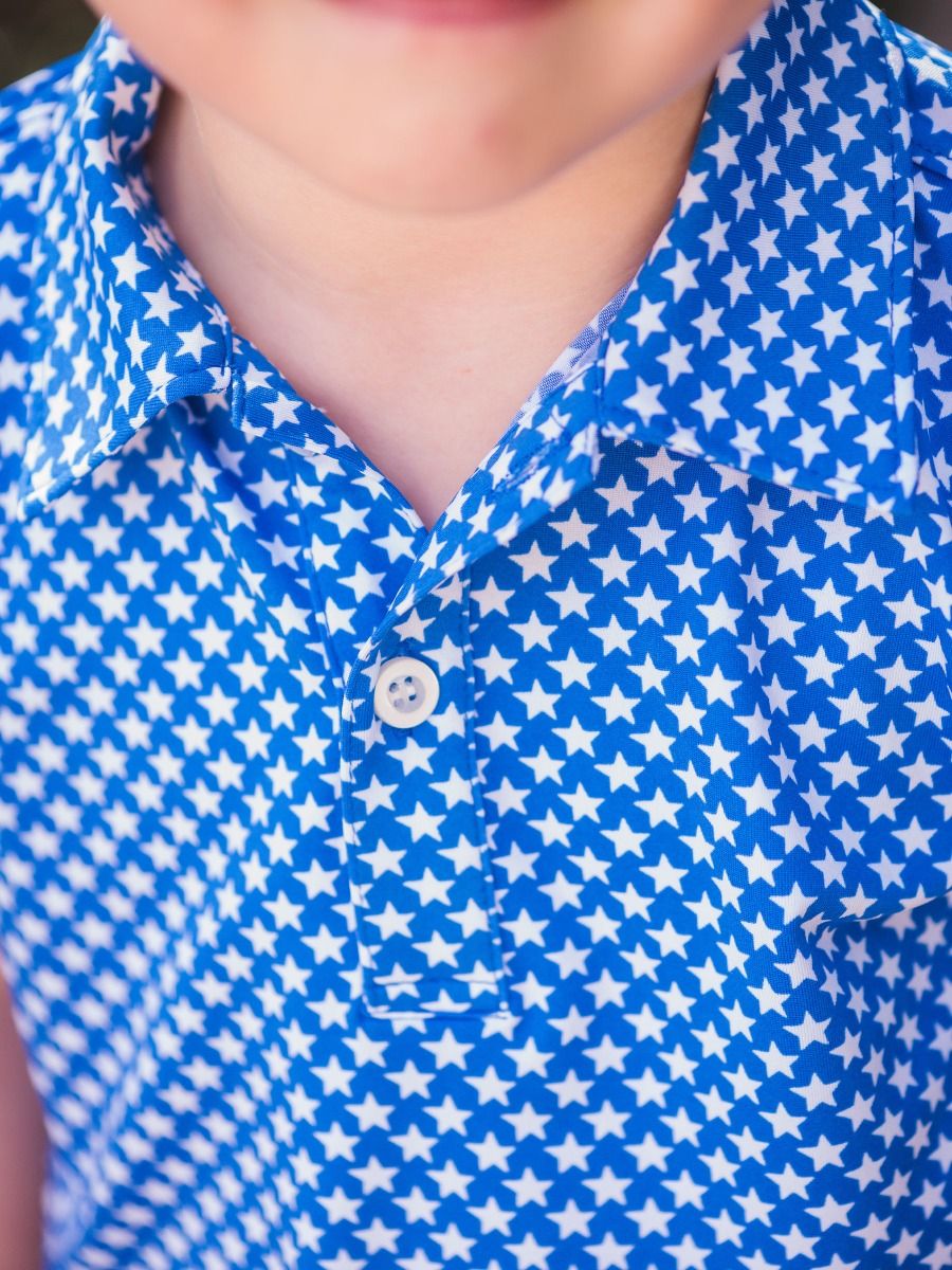 Tiny Blue Stars Performance Polo
