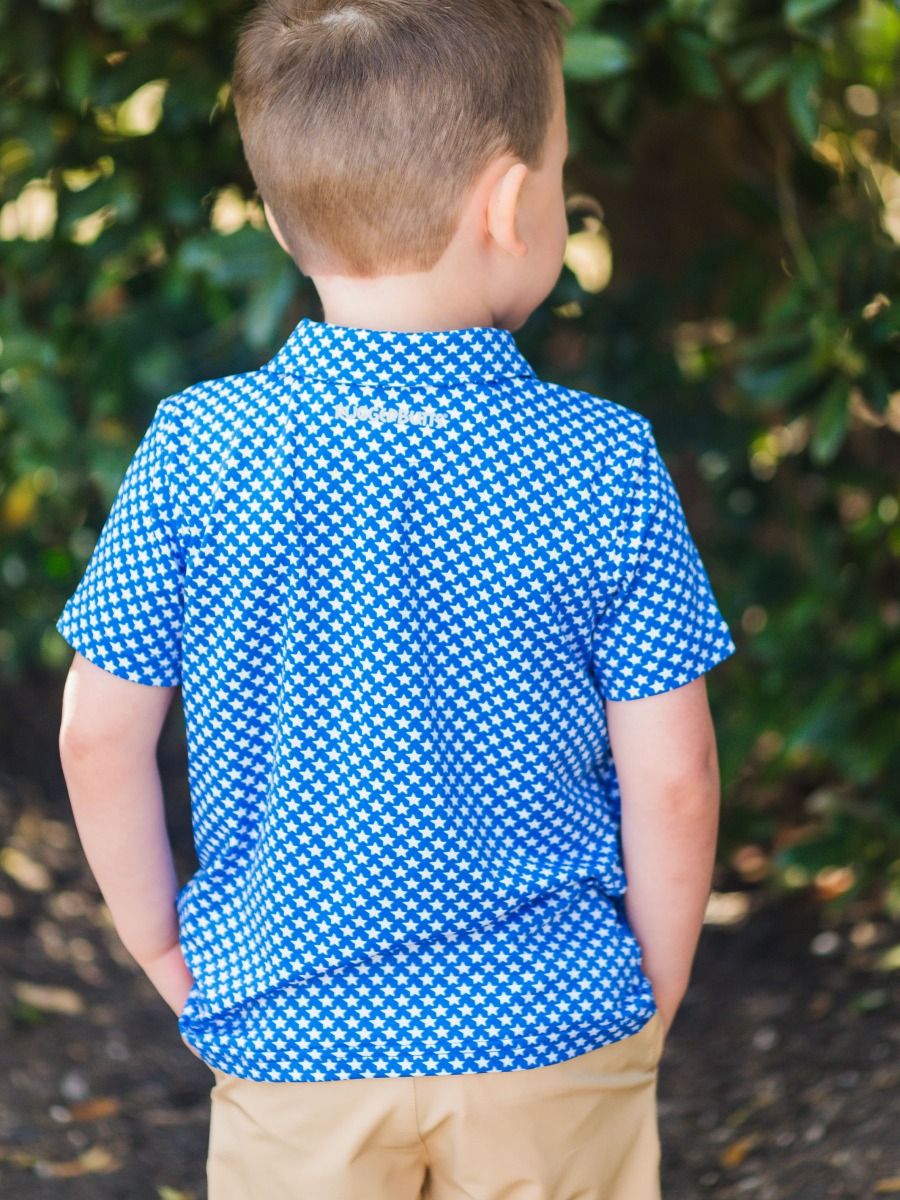 Tiny Blue Stars Performance Polo