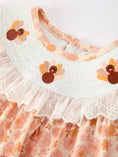 Load image into Gallery viewer, Thanksgiving Turkey Floral Lace Bubble Girls Romper

