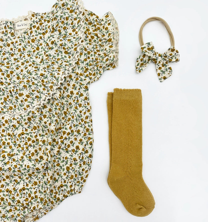 Masie Mustard Floral Romper 2pc