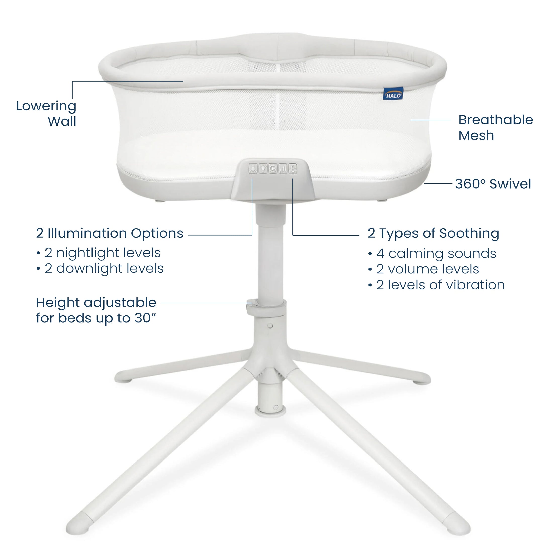 Halo Grey Bassinet Soothing Swivel Sleeper 3.0S