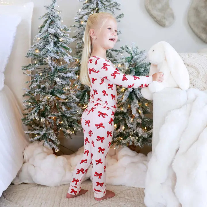 Coquette Christmas Bamboo Waffle Two Piece Pajama Set