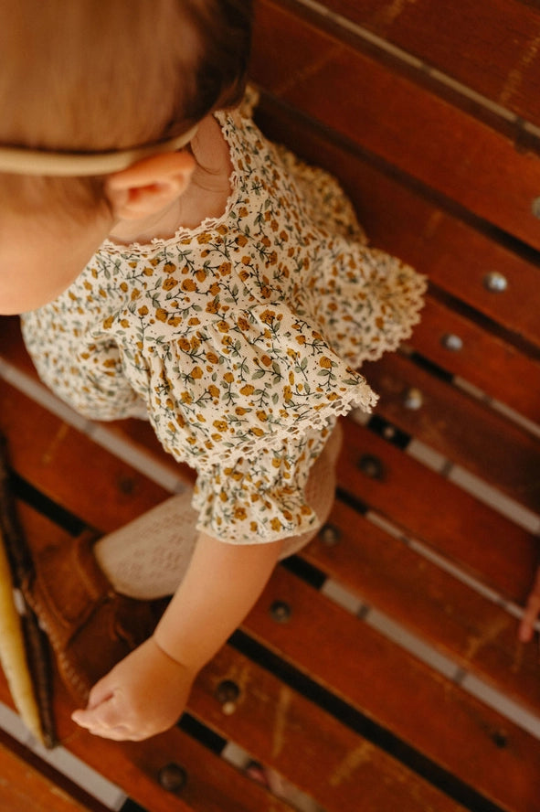 Masie Mustard Floral Romper 2pc