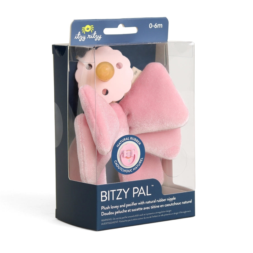 Bitzy Pal Natural Rubber Pacifier& Plush Bow