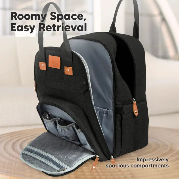 Trendy Black Rove Diaper Backpack