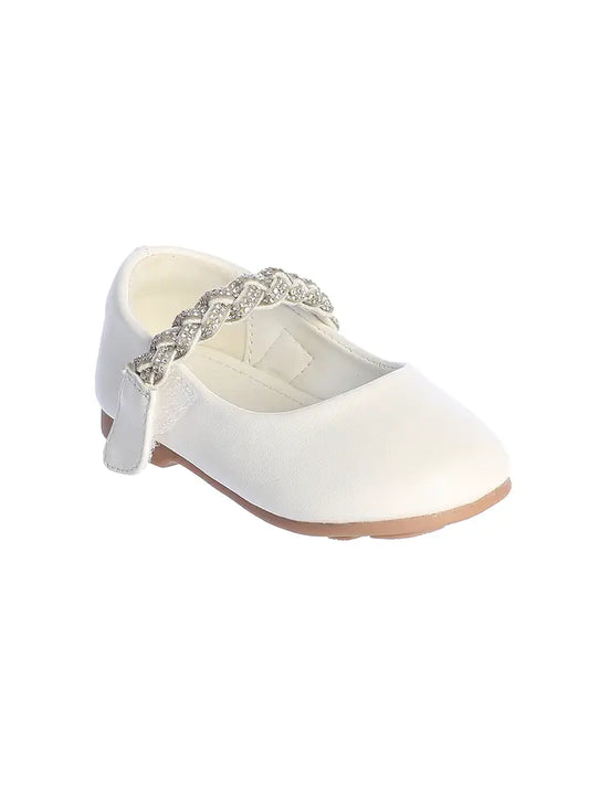 White Braided Rhinestone Strap Shoe