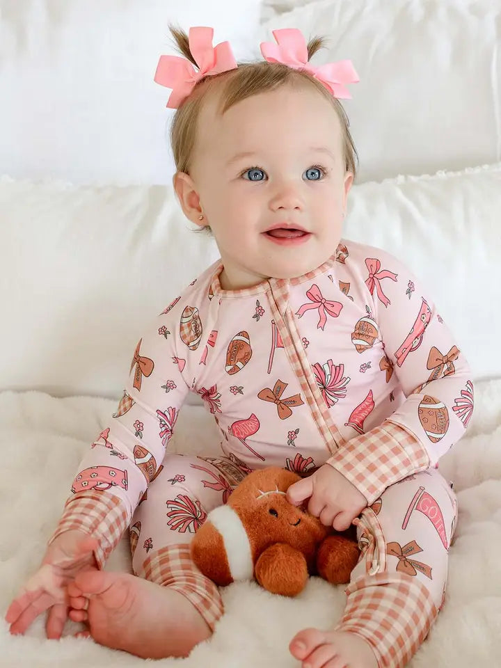 Huddles & Cuddles Pink Convertible Zipper Romper