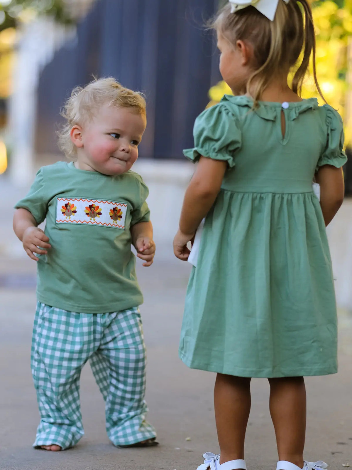 Thanksgiving Smock Turkey Plaid Set