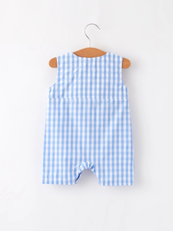 4th Of July Flag Embroidered Smocking Romper