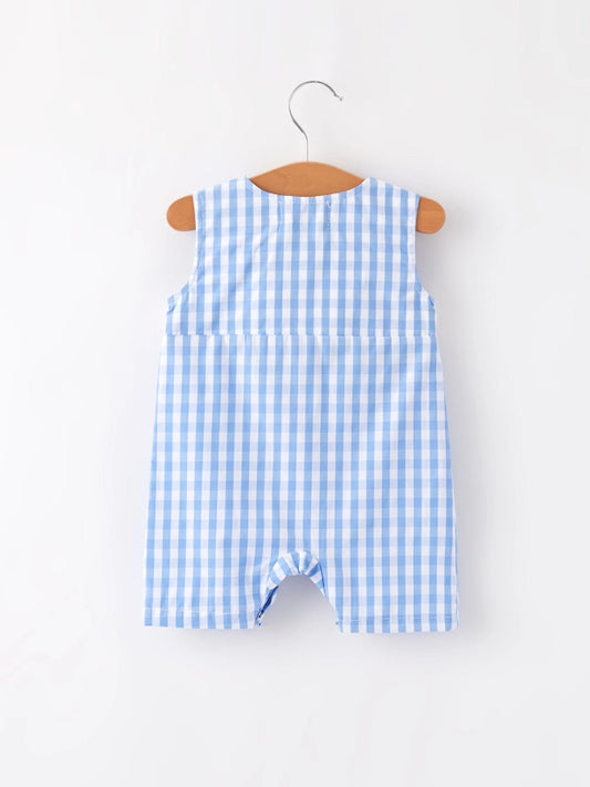 4th Of July Flag Embroidered Smocking Romper