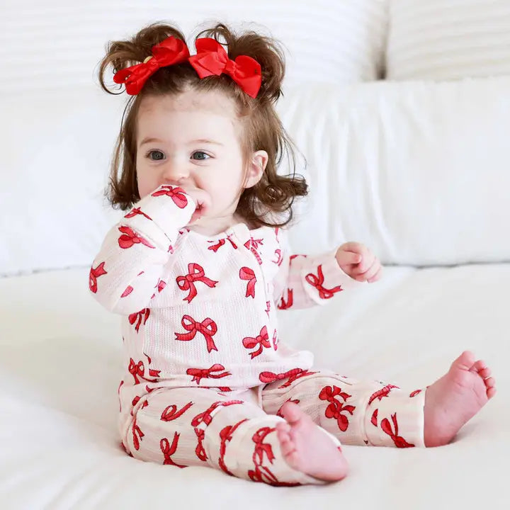 Coquette Christmas Bamboo Waffle Convertible Zip Romper