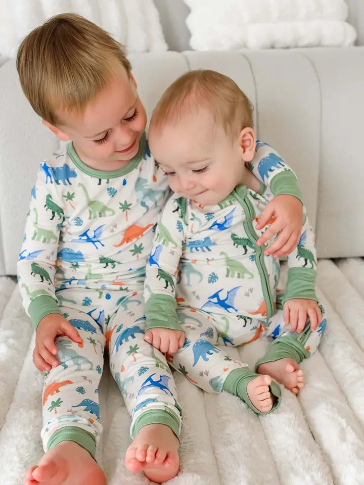 Little Fossil Convertible Bamboo Zip Romper