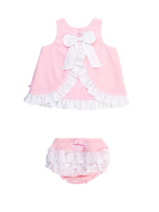 Pink & White Swiss Dot Swing Bloomer Set