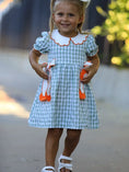 Load image into Gallery viewer, Fall Plaid Pumpkin Smocked Peter Pan Collar Dress
