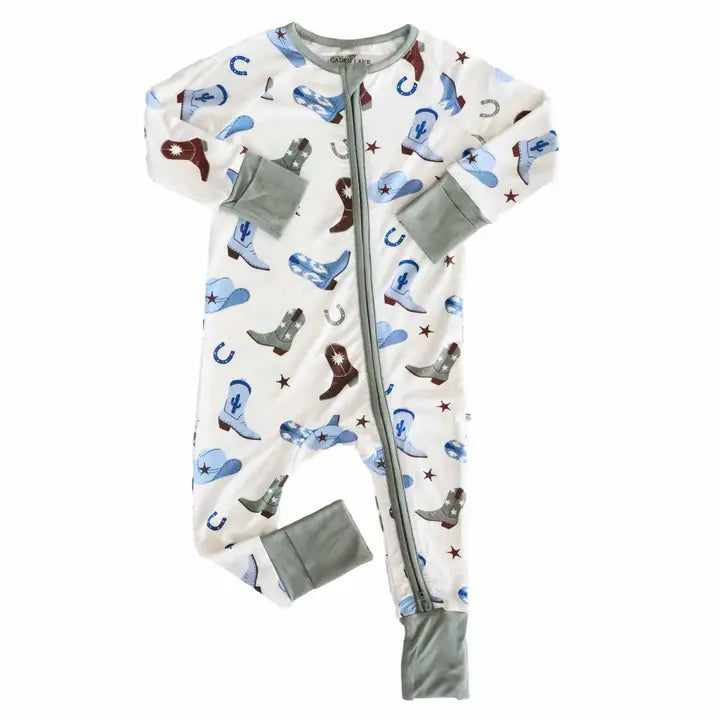 Blue Boot Scootin' Convertible Zip Romper