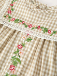 Load image into Gallery viewer, Fall Girls Khaki Plaid Floral Embroidered Bloomer Set
