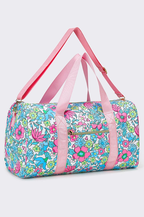 Floral Pattern Canvas Duffle Bag
