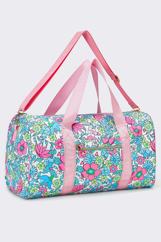 Floral Pattern Canvas Duffle Bag