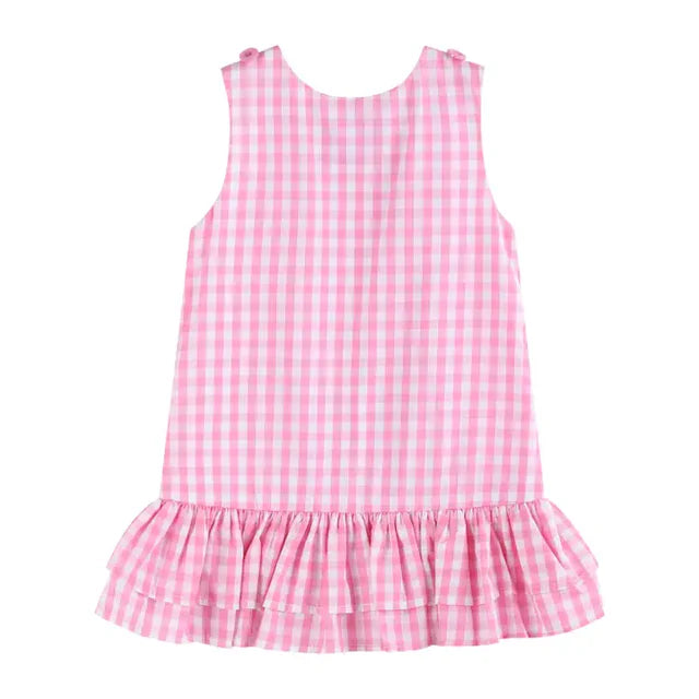 Flamingo Gingham Ruffle Dress