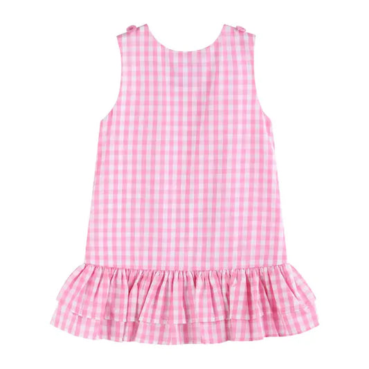 Flamingo Gingham Ruffle Dress