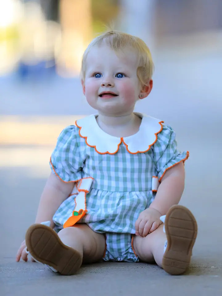 Fall Pumpkin Baby Girl Peter Pan Collar Romper
