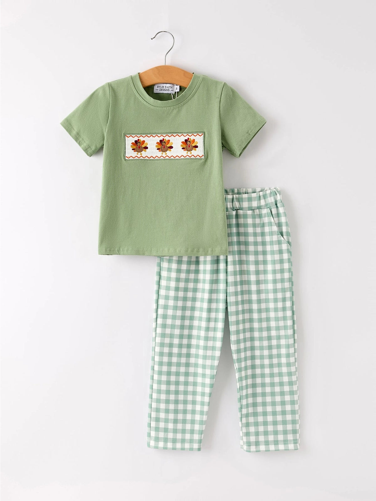 Thanksgiving Smock Turkey Plaid Set